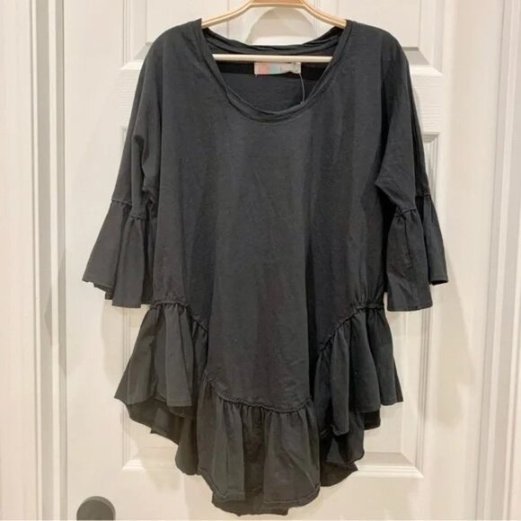 FREE PEOPLE Black Sweetness Beach Tunic Swim Coverup Bell-Sleeves Dress - Picture 5 of 8